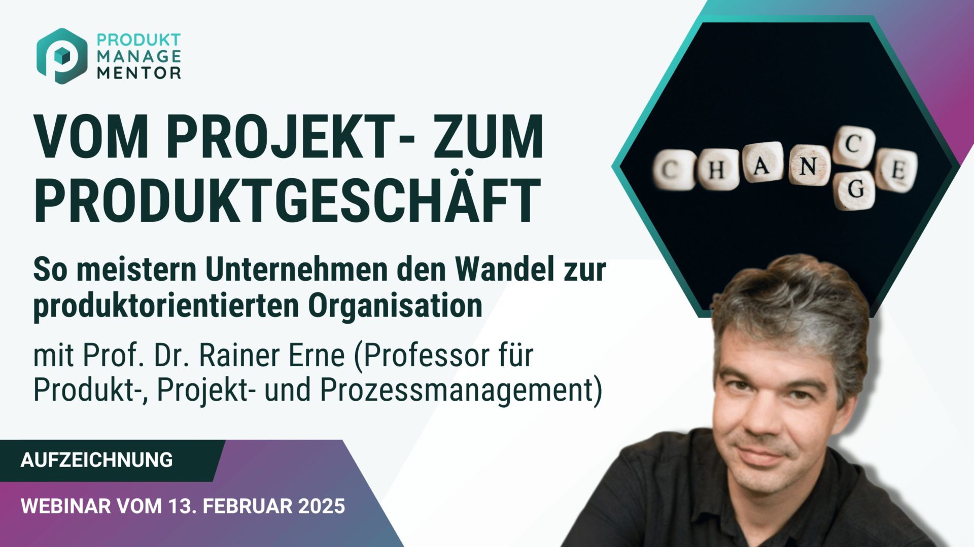 Webinar-Cover unserer Aufzeichung vom Projekt- zum Produktgeschäft für Produktmanagement